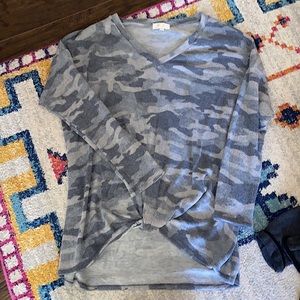 Boutique bought long sleeve cozy camo tee with knot detail